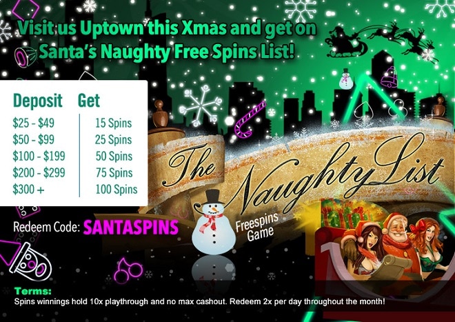 Uptwon Aces RTG Santa The Naughty List SANTASPINS