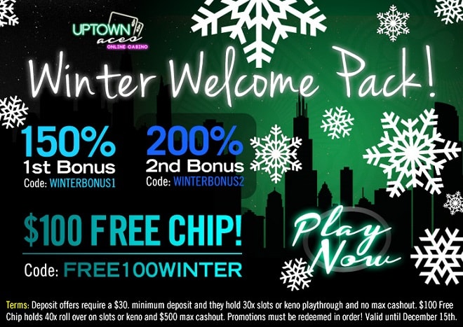 Uptown Aces RTG Exclusive Bonus Winter Welcome Pack $100FREE Chips