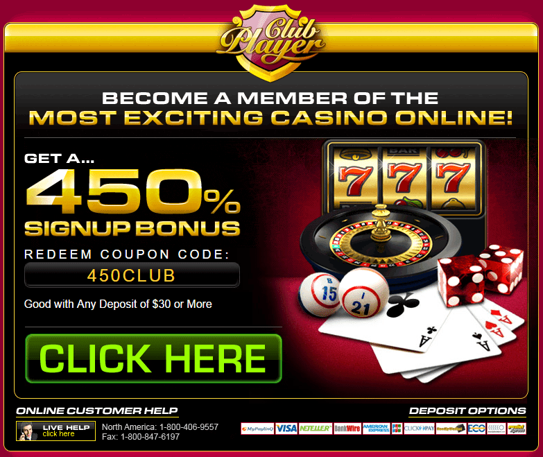 Club Player Casino 450% Welcome Bonus