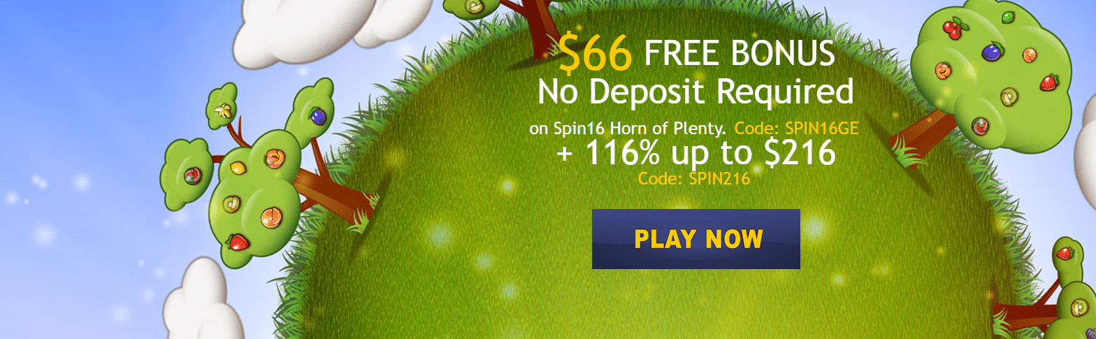 Grand Eagle Casino Spin16 Horn of Plenty $66 FREE Bonus Nodeposit required