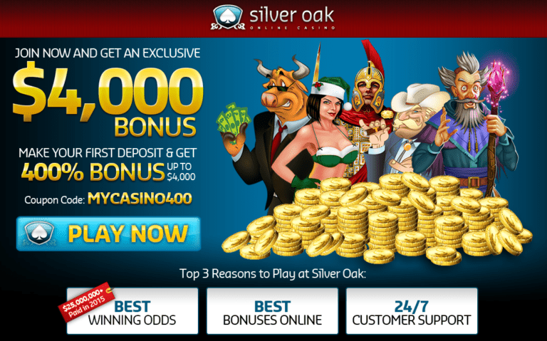Silver Oak Online Casino 400% Match Deposit Bonus up to $4000 - Casino