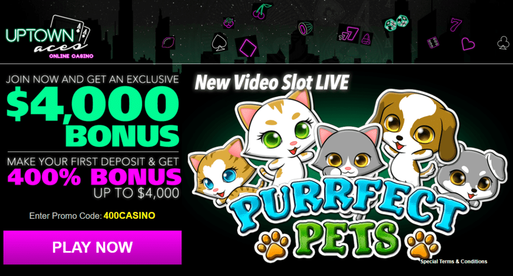 Uptown Aces RTG Purrfect Pets $1000 Welcome bonus