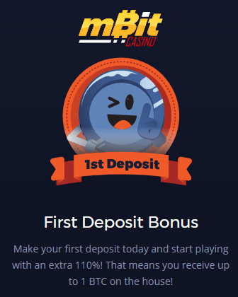 mBit Casino 110% 1 BTC First Deposit Bonus