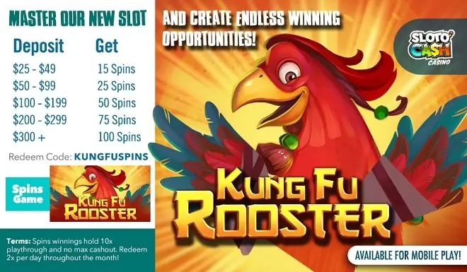 SlotoCash Casino RTG Master New Slots Kung Fu Rooster