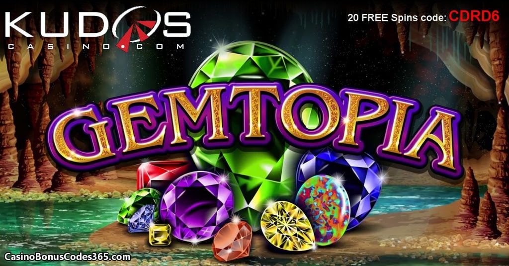 Kudos Casino New Game RTG Gemtopia 20 FREE Spins