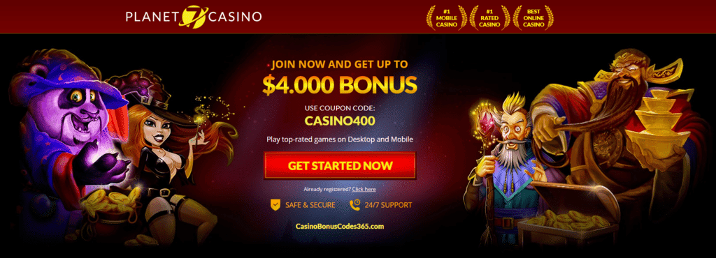 Planet 7 Casino 400% Up to $4000 Welcome Bonus