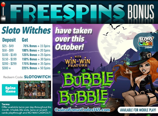 SlotoCash Casino Bubble Bubble RTG October FREE Spins