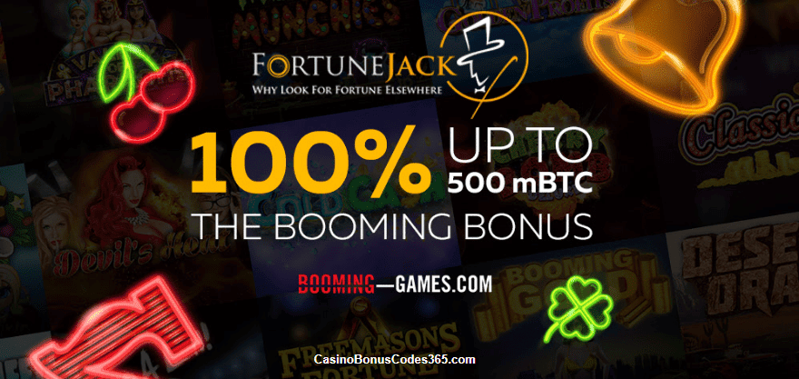 FortuneJack 100% up to 500mBTC Booming Games