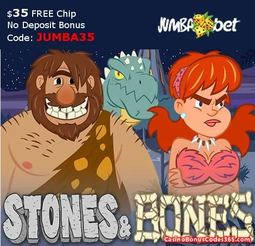 Jumba Bet $25 No Deposit FREE Chips Saucify Stones and Bones