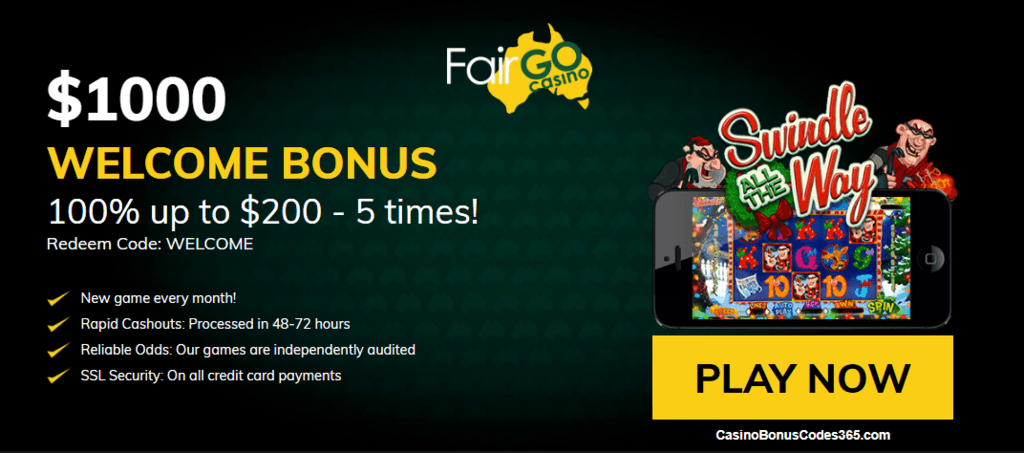 Fair Go Casino RTG Swindle All The Way 100% up to $200 Welcome Bonus