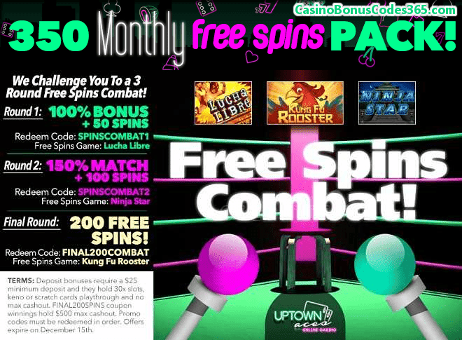 Uptown Aces FREE Spins Combat November Pack