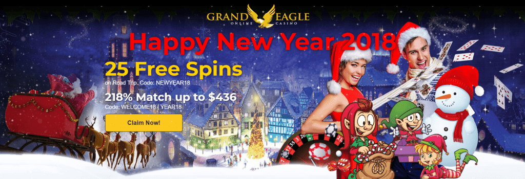 Grand Eagle Casino New Year 2017 Promo 25 FREE Spins plus 218% Bonus