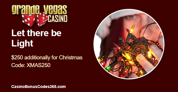 Grande Vegas Casino $250 additional Christmas Bonus plus 25 FREE Spins RTG Swindle All The Way