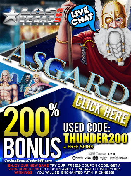 Las Vegas USA Casino RTG Asgard 200% Bonus plus 10 FREE Spins