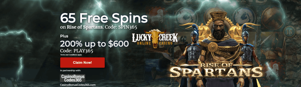 Lucky Creek Casino Exclusive 200% Bonus plus 65 FREE Spins