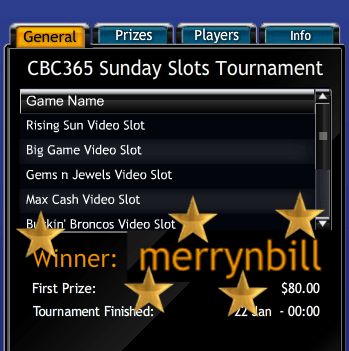 CBC365 Sundays Slots Tournament Winner