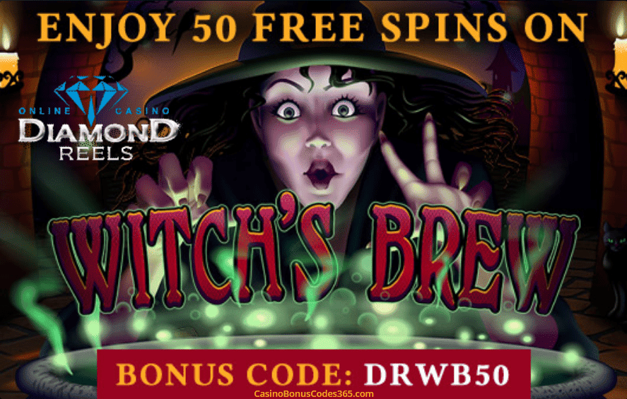 Diamond Reels Casino RTG Witch's Brew 50 No Deposit FREE Spins