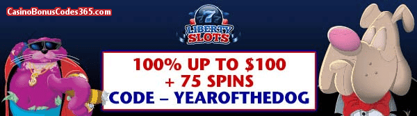 Liberty Slots 100% up to $100 plus 75 Spins Chinese New Year WGS Fat Cat