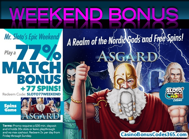 SlotoCash Casino Nordic Gods and FREE Spins Weekend Bonus RTG Asgard