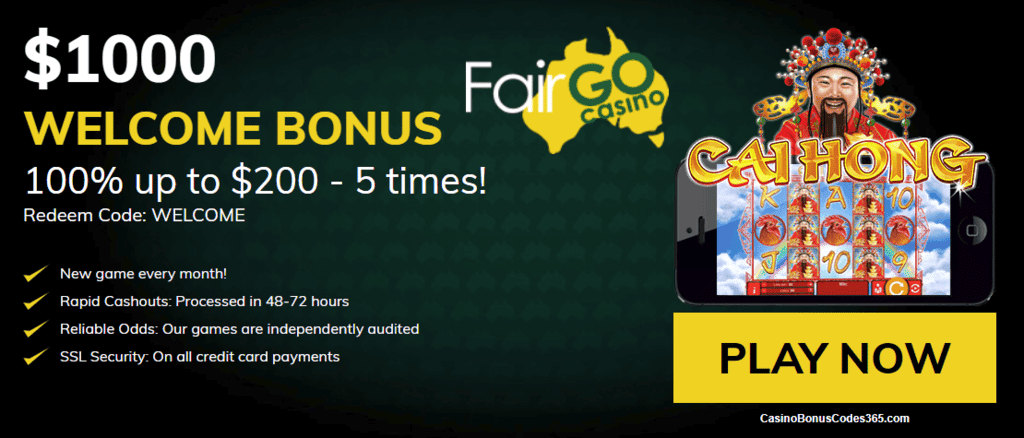 Fair Go Casino RTG Cai Hong $1000 Welcome Bonus