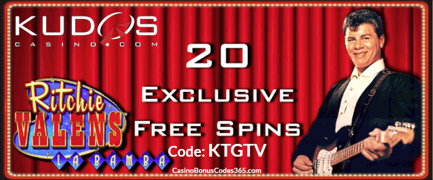 Kudos Casino RTG 20 FREE Spins Ritchie Valens La Bamba