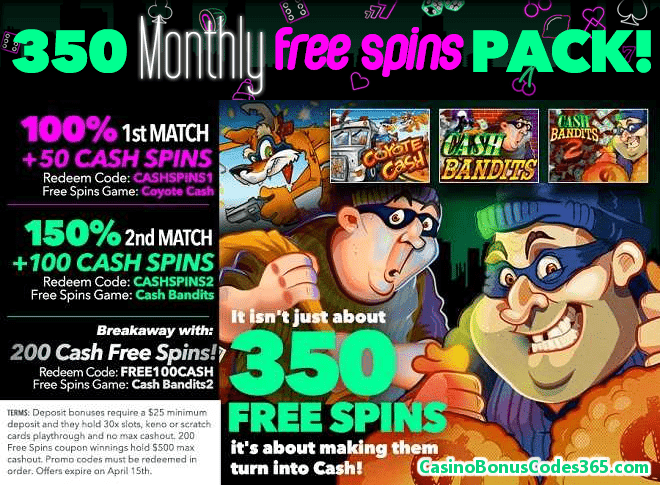 Uptown Aces Mid-March 350 Cash Free Spins Pack!