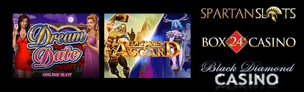 Spartan Slots Box 24 Casino Black Diamond Casino Microgaming Fortunes of Asgard Dream Date