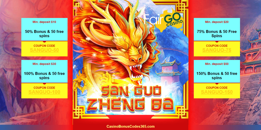 Fair Go Casino RTG San Guo Zheng Ba New Game Promotion