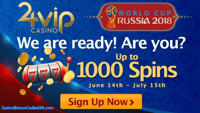 24VIP Casino 1000 FREE Spins World Cup Promo