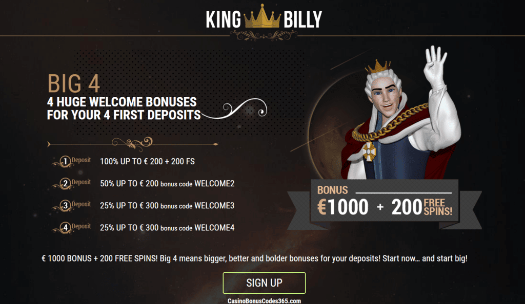 King Billy Casino Welcome Package