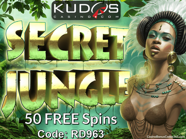 Kudos Casino New RTG Game 50 FREE Secret Jungle Spins Casino Bonus