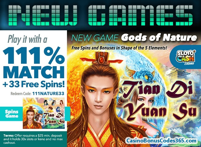 SlotoCash Casino RTG Tian Di Yuan Su Gods of Nature