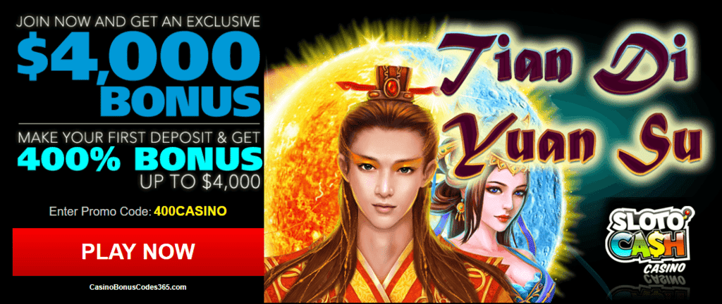 SlotoCash Casino RTG Tian Di Yuan Su $4000 Welcome Bonus