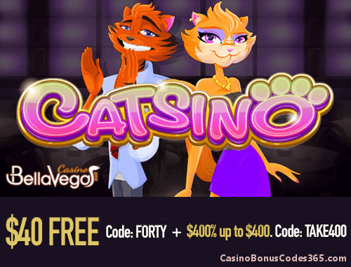 Bella Vegas Casino Rival Gaming Catsino $40 FREE Chip plus 400% up to $4000 Bonus