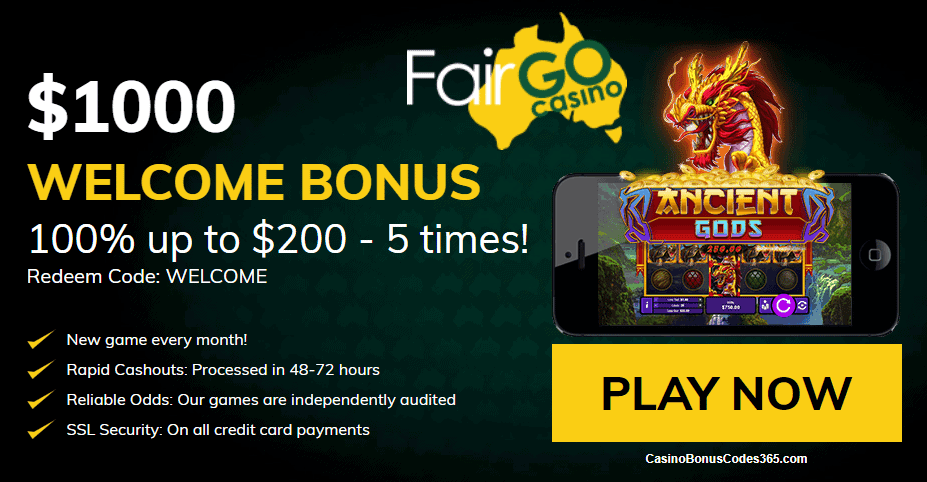 Fair Go Casino RTG Ancient Gods 100% Welcome Bonus up to $1000