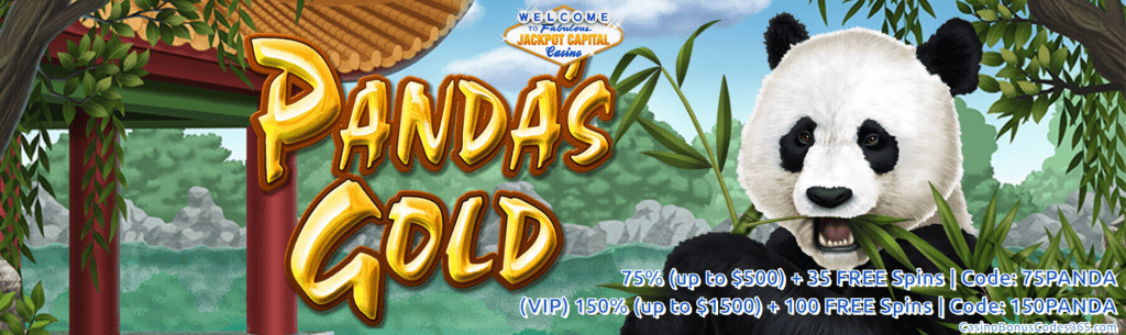 Jackpot Capital New RTG Game Pandas Gold 75% up to $500 plus 35 FREE Spins