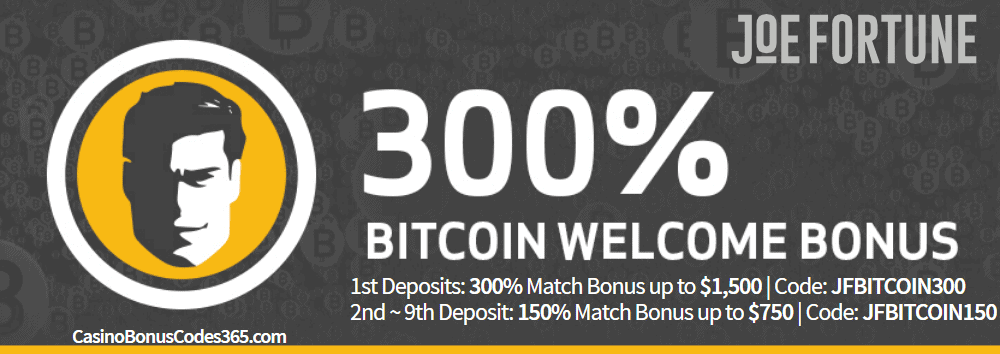 Joe Fortune 300% Bitcoin Bonus