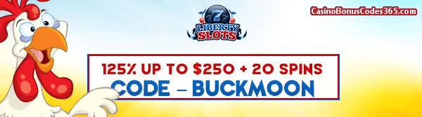 Liberty Slots 125% up to $250 plus 20 Funky Chicken Spins