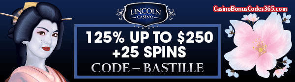 Lincoln Casino 125% Bonus plus 25 FREE Cherry Blossoms Spins July Offer