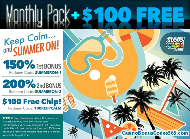 SlotoCash Casino July Summer On Bonus Pack