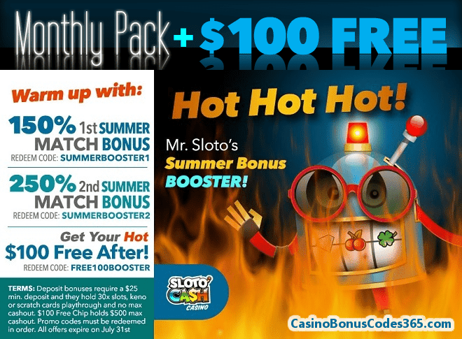 SlotoCash Casino July Summer Bonus Booster Pack