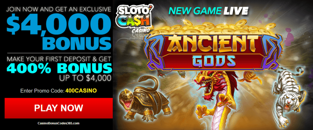 SlotoCash Casino RTG Ancient Gods 400% Welcome Bonus up to $4000