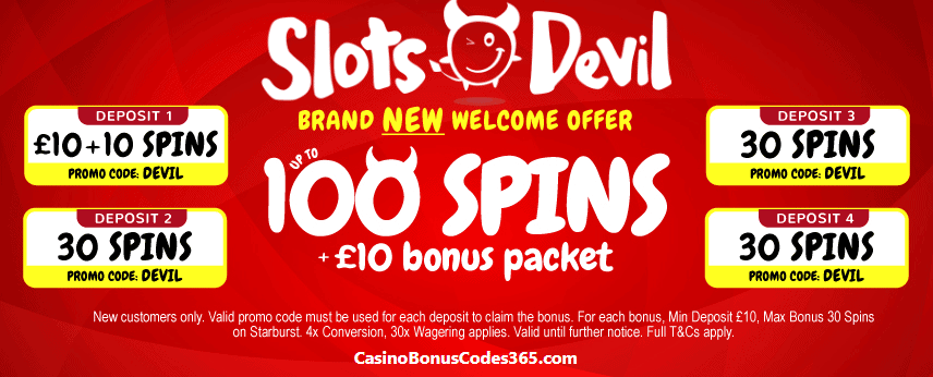 Slots Devil 100 FREE Spins Welcome Offer