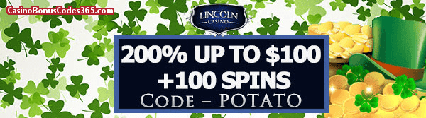 Lincoln Casino 200% up to $100 plus 100 FREE Spins