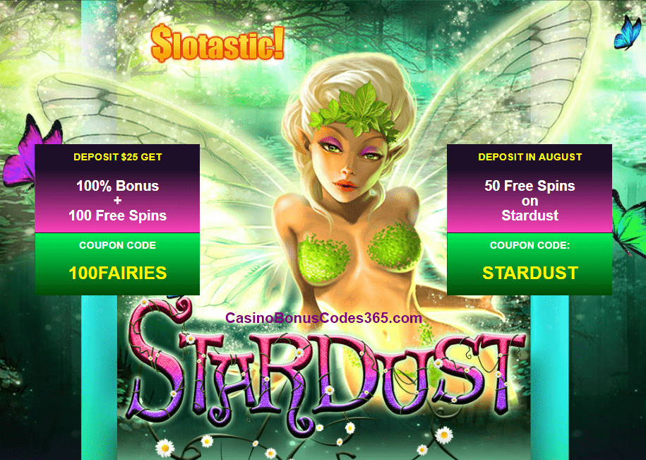 Slotastic! Online Casino 100% Bonus 150 FREE Spins RTG Stardust