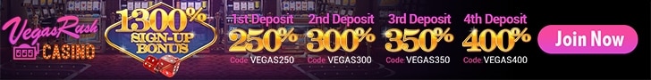 Vegas Rush Casino $1300 Welcome Bonus