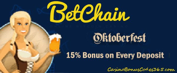 Betchain Bitcoin Casino Oktoberfest 15% Match Bonus on Every Deposit