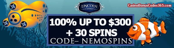 Lincoln Casino 100% up to $300 plus 30 FREE 20000 Leagues Spins Special Offer