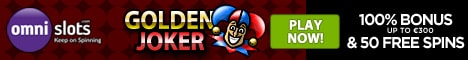 Omni Slots Golden Joker Welcome Bonus 100% plus 50 FREE Spins