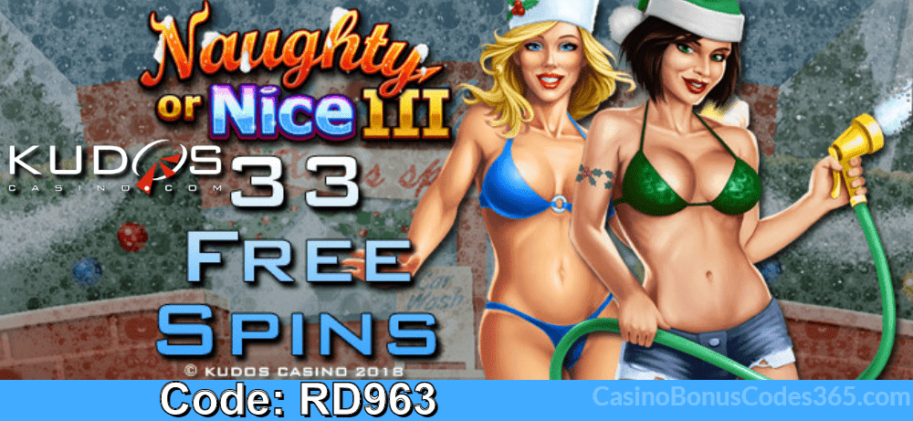 Kudos Casino New RTG Game 33 FREE Naughty Or Nice III Spins